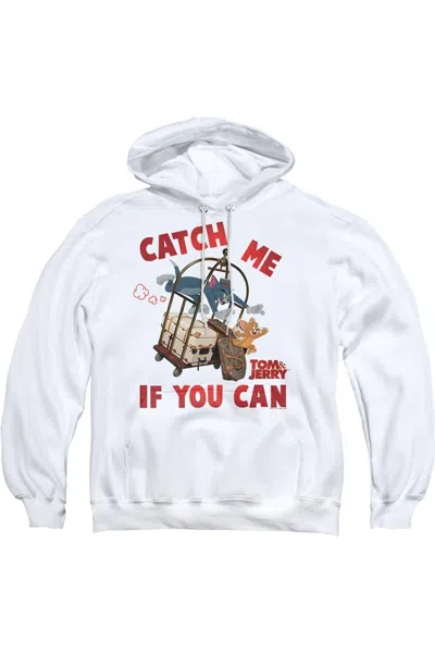 Gildan Tom And Jerry Movie Catch Me If You Can Adult Pull Over Hoodie / Hooded Sweatshirt In White