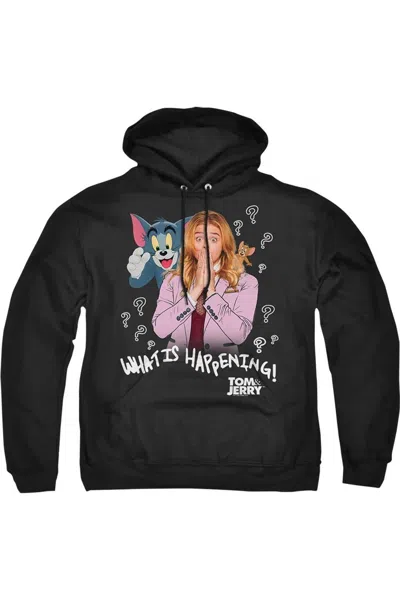 Gildan Tom And Jerry Movie What Is Happening Adult Pull Over Hoodie / Hooded Sweatshirt In Black