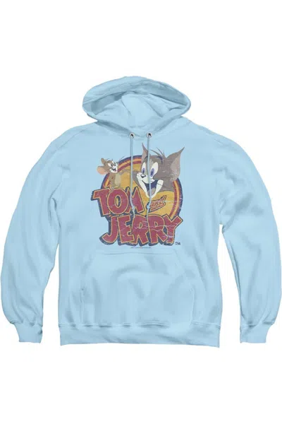 Gildan Tom And Jerry Water Damaged Adult Pull Over Hoodie / Hooded Sweatshirt In Blue