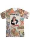 Gildan U. S. Army Vintage Collage Short Sleeve Adult Poly Crew T-shirt In White