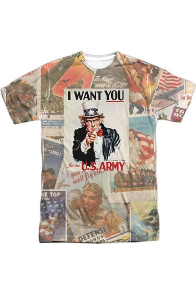Gildan U. S. Army Vintage Collage Short Sleeve Adult Poly Crew T-shirt In White