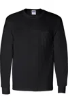 Gildan Ultra Cotton Long Sleeve Pocket T-shirt In Black