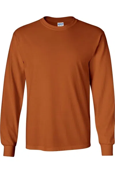Gildan Ultra Cotton Long Sleeve T-shirt In Brown