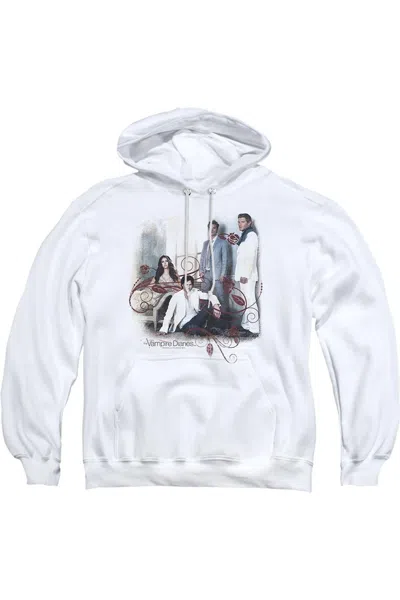 Gildan Vampire Diaries 3 + 1 Adult Pull Over Hoodie / Hooded Sweatshirt In White