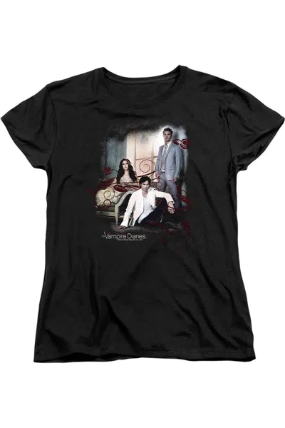 Gildan Vampire Diaries 3 + 1 Short Sleeve Womens Tee / T-shirt In Black