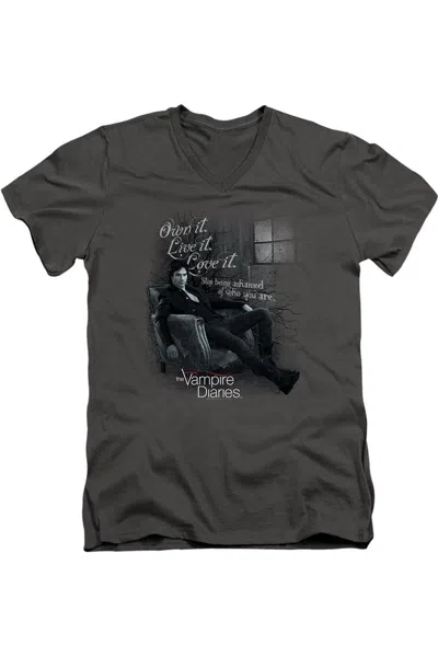 Gildan Vampire Diaries Be Yourself Short Sleeve Adult V Neck Tee / T-shirt In Pink