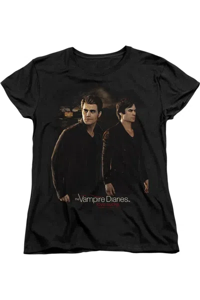 Gildan Vampire Diaries Brothers Short Sleeve Womens Tee / T-shirt In Black