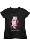 Gildan Vampire Diaries Compelling Short Sleeve Womens Tee / T-shirt In Black