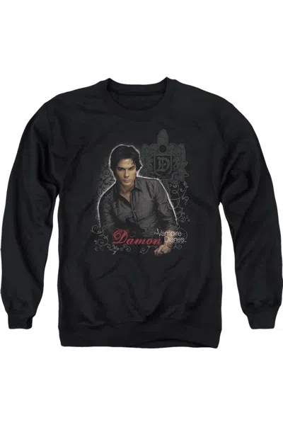 Gildan Vampire Diaries Damon Adult Crewneck Sweatshirt In Black