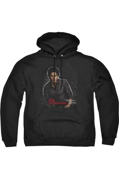 Gildan Vampire Diaries Damon Adult Pull Over Hoodie / Hooded Sweatshirt In Black