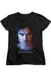 Gildan Vampire Diaries Damon Short Sleeve Womens Tee / T-shirt In Black