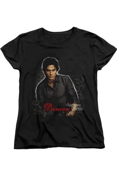 Gildan Vampire Diaries Damon Short Sleeve Womens Tee / T-shirt In Black