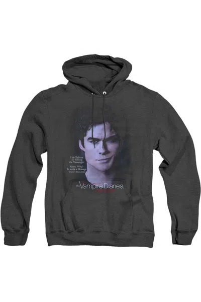 Gildan Vampire Diaries Messenger Adult Heather Hoodie / Hooded Sweatshirt In Black