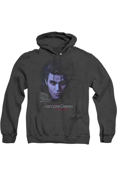 Gildan Vampire Diaries Sense Your Body Adult Heather Hoodie / Hooded Sweatshirt In Black