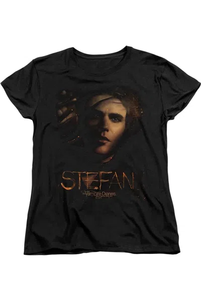 Gildan Vampire Diaries Stefan Smokey Veil Short Sleeve Womens Tee / T-shirt In Black