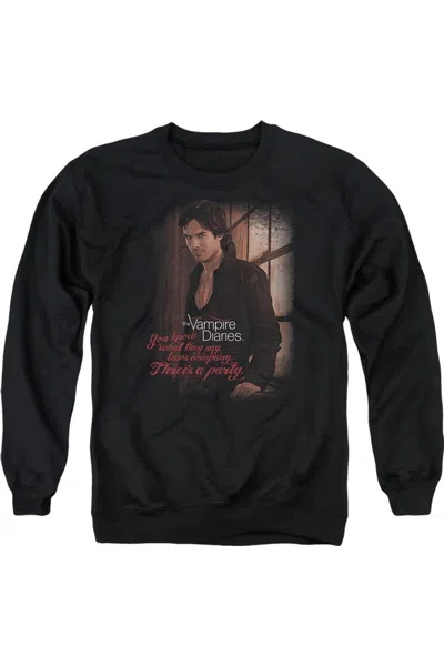 Gildan Vampire Diaries Threes A Party Adult Crewneck Sweatshirt In Black