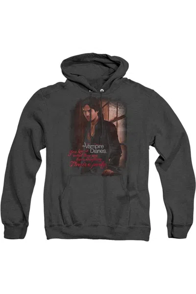 Gildan Vampire Diaries Threes A Party Adult Heather Hoodie / Hooded Sweatshirt In Black