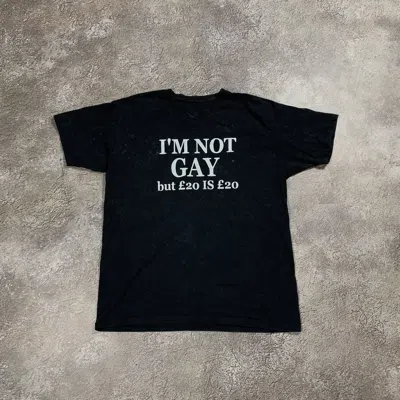 Pre-owned Gildan Vintage 90's Humor Tee I'm Not Gay Sexy Funny Slogan Tee In Black