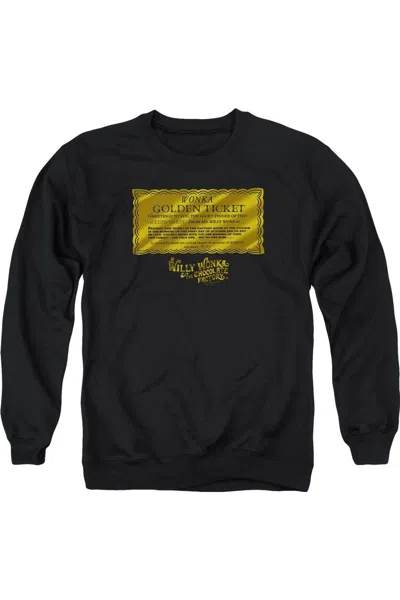 Gildan Willy Wonka And The Chocolate Factory Golden Ticket Adult Crewneck Sweatshirt In Black