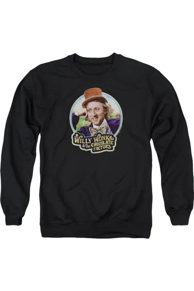 Gildan Willy Wonka And The Chocolate Factory Its Scrumdiddlyumptious Adult Crewneck Sweatshirt In Black