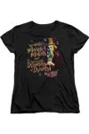 Gildan Willy Wonka And The Chocolate Factory Music Makers Short Sleeve Womens Tee / T-shirt In Black