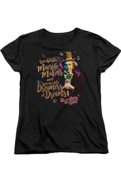 Gildan Willy Wonka And The Chocolate Factory Music Makers Short Sleeve Womens Tee / T-shirt In Black