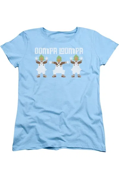 Gildan Willy Wonka And The Chocolate Factory Oompa Loompa Short Sleeve Womens Tee / T-shirt In Blue