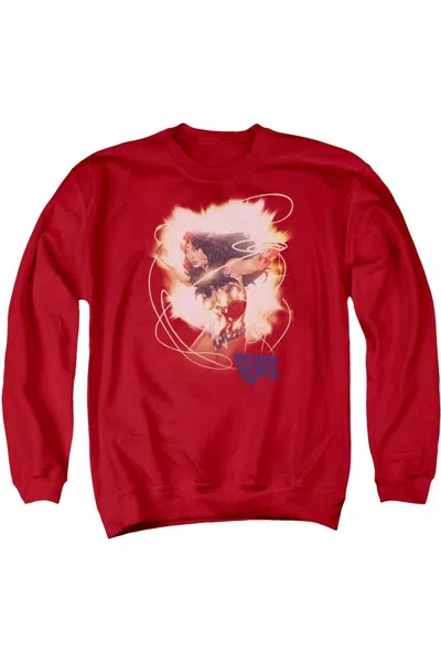 Gildan Wonder Woman 75th Burst Adult Crewneck Sweatshirt In Red