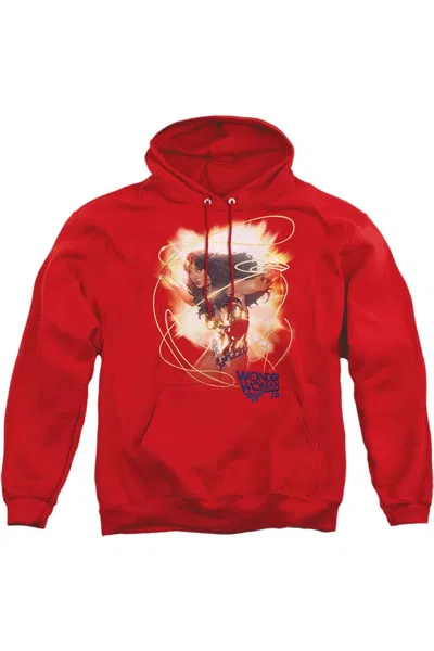 Gildan Wonder Woman 75th Burst Adult Pull Over Hoodie / Hooded Sweatshirt In Red