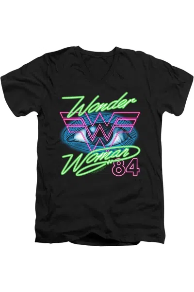 Gildan Wonder Woman 84 84 Eye Short Sleeve Adult V Neck Premium Cotton Tee / T-shirt In Black