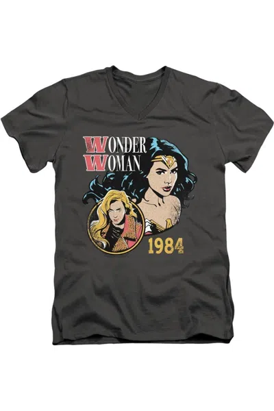 Gildan Wonder Woman 84 84 Retro Short Sleeve Adult V Neck Premium Cotton Tee / T-shirt In Pink