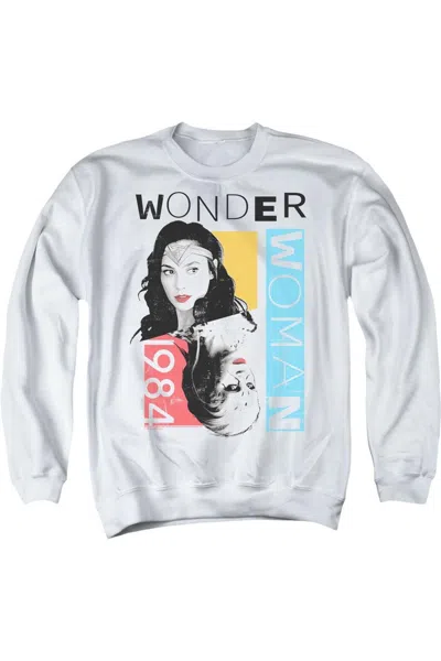 Gildan Wonder Woman 84 Color Blocks Adult Crewneck Sweatshirt In White