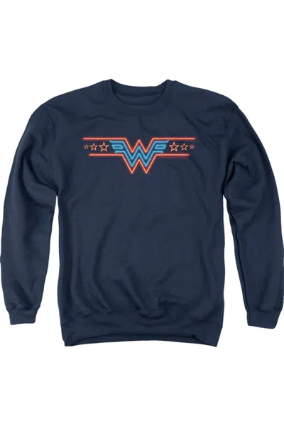 Gildan Wonder Woman 84 Neon Beat Adult Crewneck Sweatshirt In Blue