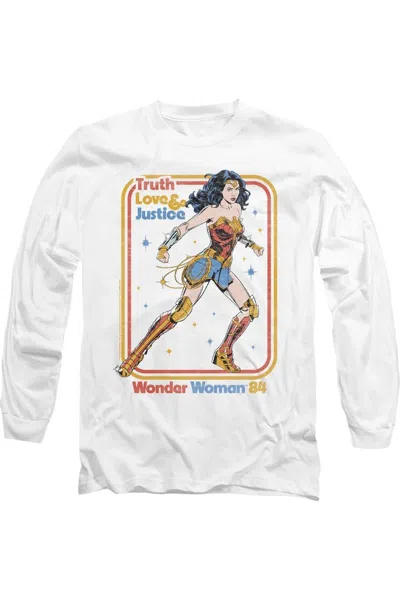 Gildan Wonder Woman 84 Retro Justice 84 Long Sleeve Adult Tee / T-shirt In White