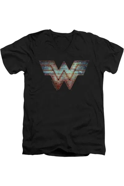 Gildan Wonder Woman 84 Static Logo Short Sleeve Adult V Neck Premium Cotton Tee / T-shirt In Black