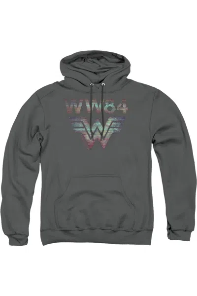 Gildan Wonder Woman 84 Static Tv Lines Adult Pull Over Hoodie / Hooded Sweatshirt In Pink