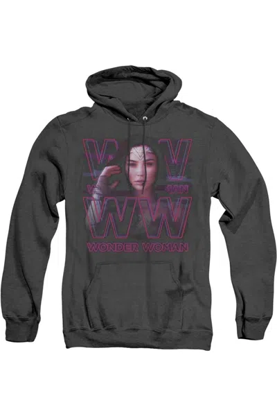 Gildan Wonder Woman 84 Vaporwave Wonder Woman Adult Heather Hoodie / Hooded Sweatshirt In Black