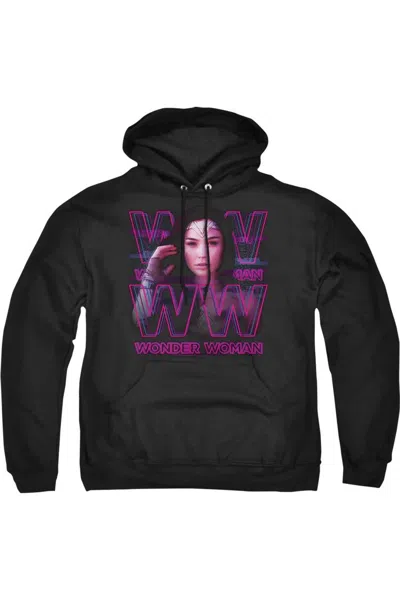 Gildan Wonder Woman 84 Vaporwave Wonder Woman Adult Pull Over Hoodie / Hooded Sweatshirt In Black