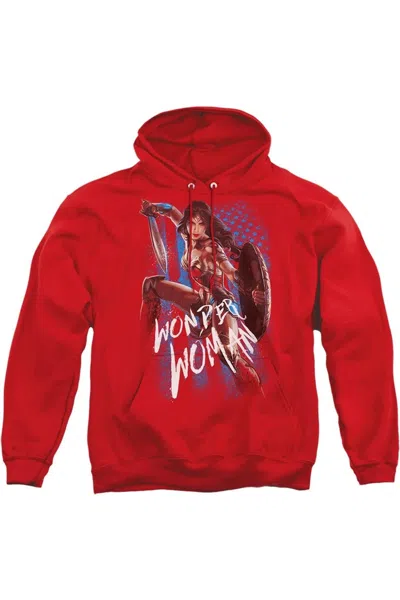 Gildan Wonder Woman Movie American Hero Adult Pull Over Hoodie / Hooded Sweatshirt In Red