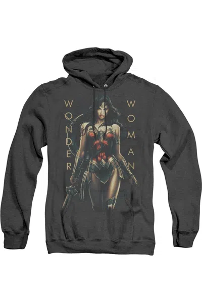 Gildan Wonder Woman Movie Armed And Dangerous Adult Heather Hoodie / Hooded Sweatshirt In Black