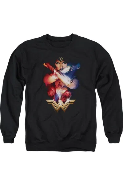 Gildan Wonder Woman Movie Arms Crossed Adult Crewneck Sweatshirt In Black