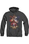 Gildan Wonder Woman Movie Arms Crossed Adult Heather Hoodie / Hooded Sweatshirt In Black