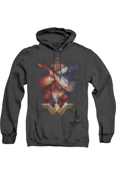 Gildan Wonder Woman Movie Arms Crossed Adult Heather Hoodie / Hooded Sweatshirt In Black