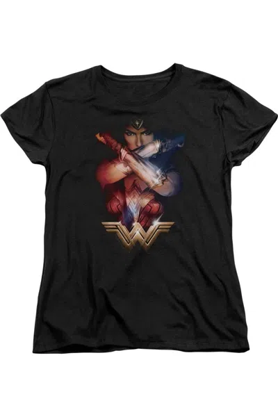Gildan Wonder Woman Movie Arms Crossed Short Sleeve Womens Tee / T-shirt In Black