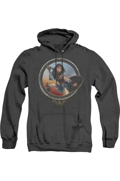 Gildan Wonder Woman Movie Battle Pose Adult Heather Hoodie / Hooded Sweatshirt In Black