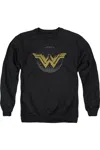 Gildan Wonder Woman Movie Distressed Logo Adult Crewneck Sweatshirt In Black