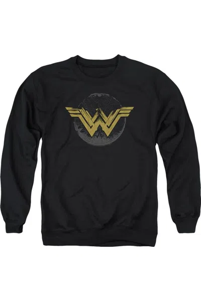 Gildan Wonder Woman Movie Distressed Logo Adult Crewneck Sweatshirt In Black