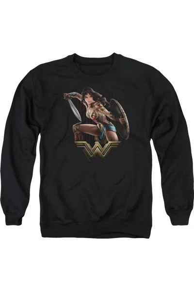 Gildan Wonder Woman Movie Fight Adult Crewneck Sweatshirt In Black