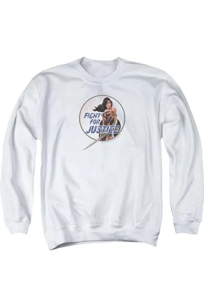 Gildan Wonder Woman Movie Fight For Justice Adult Crewneck Sweatshirt In White
