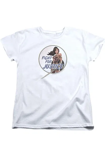 Gildan Wonder Woman Movie Fight For Justice Short Sleeve Womens Tee / T-shirt In White